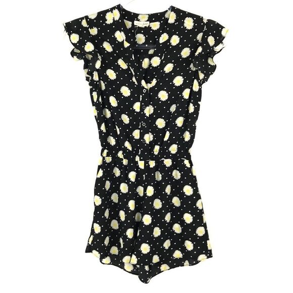 Maison Jules Daisy Polka Dot Capped Sleeve Romper XXS - Picture 1 of 5